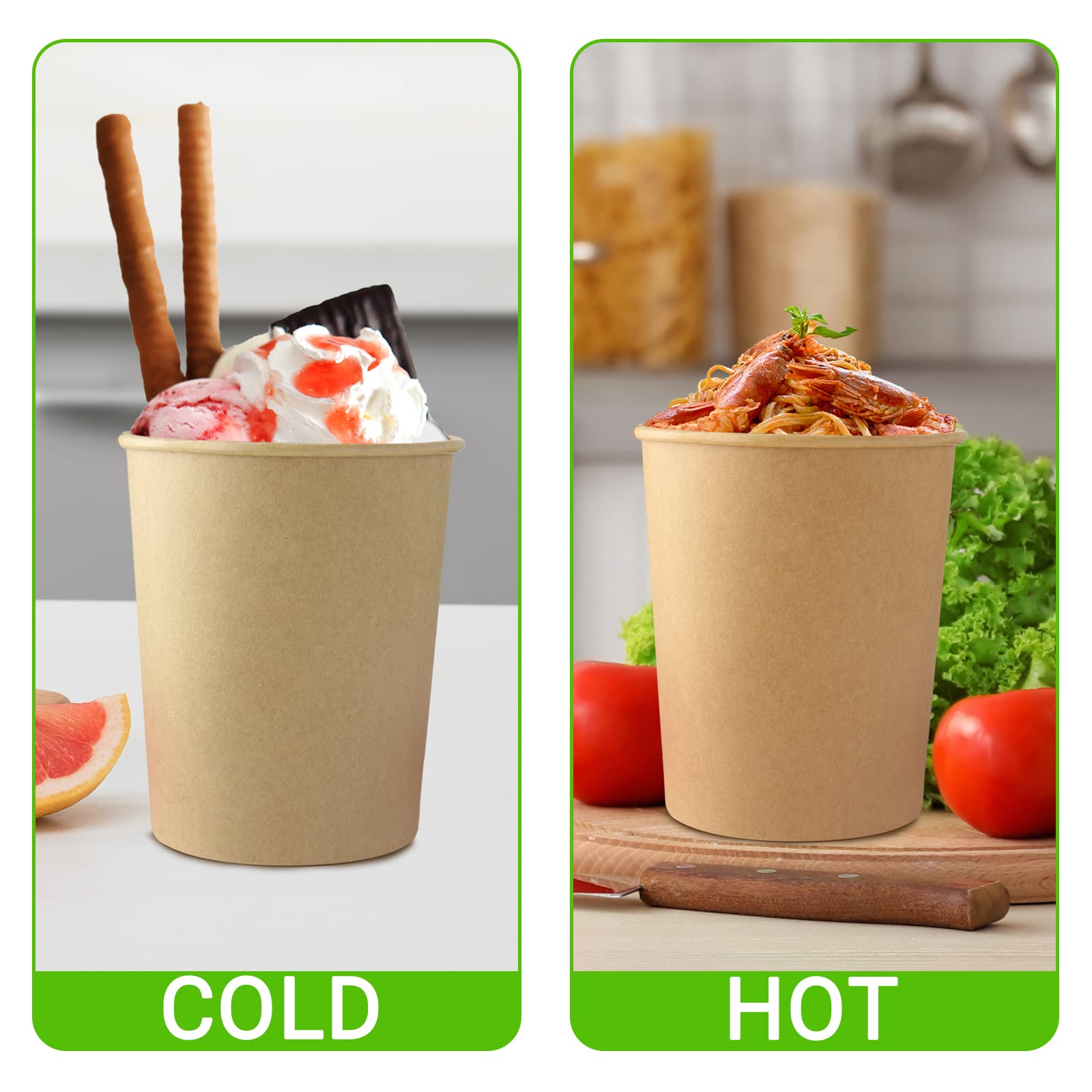 Belinlen 30 Sets 32 oz Paper Ice Cream Cups with Lids  Paper Food Containers With Vented Lids  To Go Hot Soup Bowls For Restaurants  Take Outs  or To-Go Lunch  Kraft